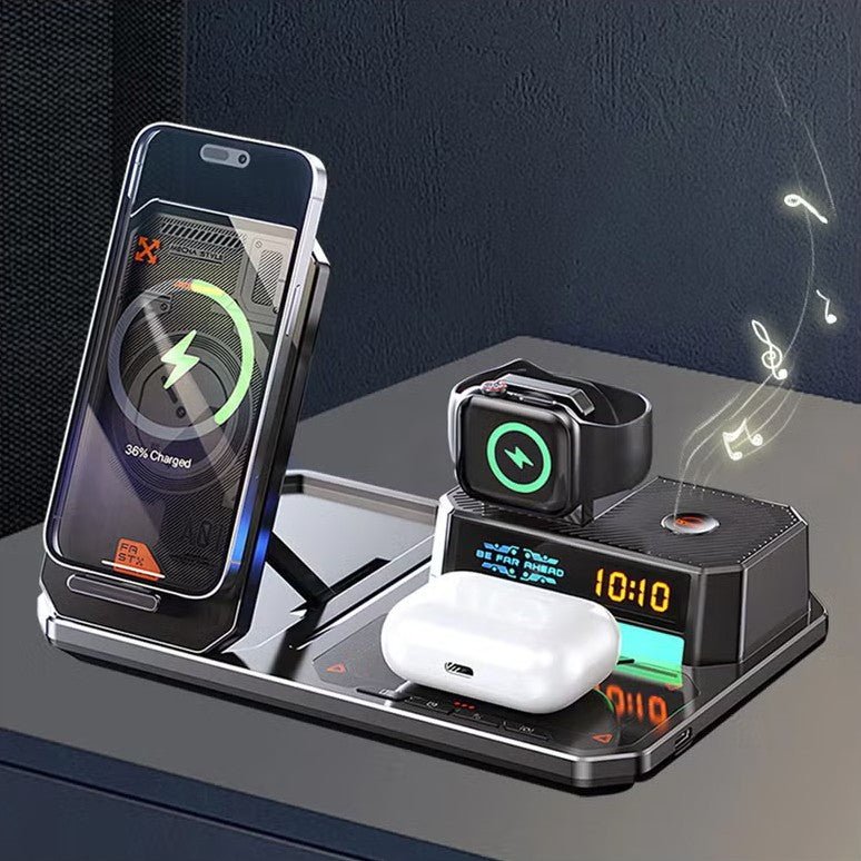 🔥Limited time 50% Off📲6 - in - 1 Wireless Charger Station with Bluetooth Speaker & Digital Clock Light - stavogue