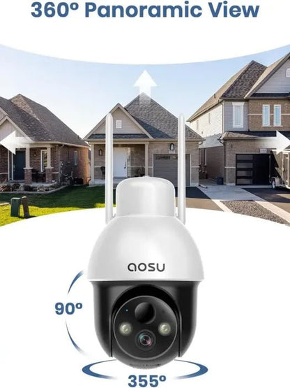 🔥Limited Time 50% OFF⚡AOSU Solar Security Camera Wireless Outdoor with Panoramic PTZ, Human Auto Tracking, 2K Night Vision - stavogue