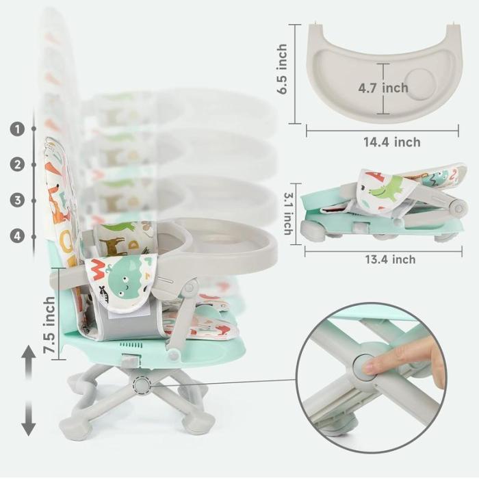 🔥Limited Time 50% OFF🔥Baby Booster Seat, Portable Toddler High Chair with Removable Tray & Seat Pad - stavogue