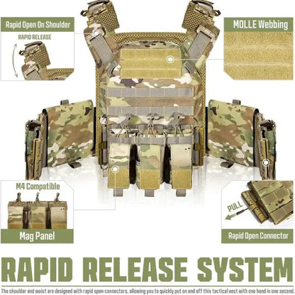 🔥Limited Time 50% OFF🔥GFIRE Quick Release Plate Carrier Vest Molle Vest Adjustable Breathable - stavogue