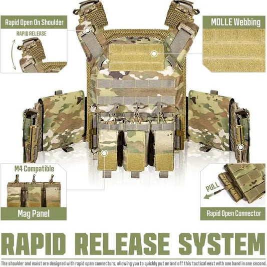 🔥Limited Time 50% OFF🔥GFIRE Quick Release Plate Carrier Vest Molle Vest Adjustable Breathable - stavogue