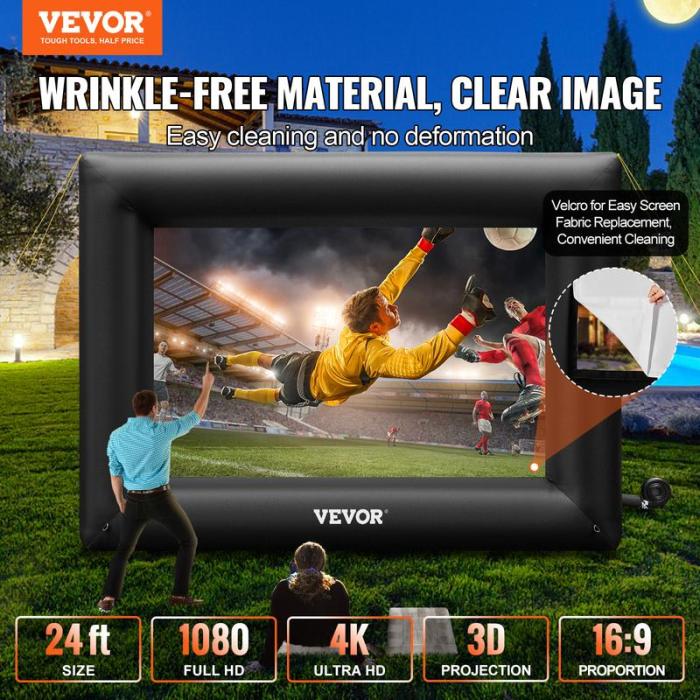 🔥Limited Time 50% OFF🔥Inflatable Movie Screen 24FT Inflatable Projector Screen for Outdoor Movie Supports Front/Rear Projection - stavogue