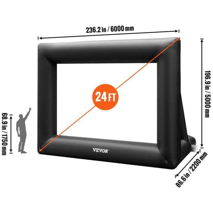 🔥Limited Time 50% OFF🔥Inflatable Movie Screen 24FT Inflatable Projector Screen for Outdoor Movie Supports Front/Rear Projection - stavogue