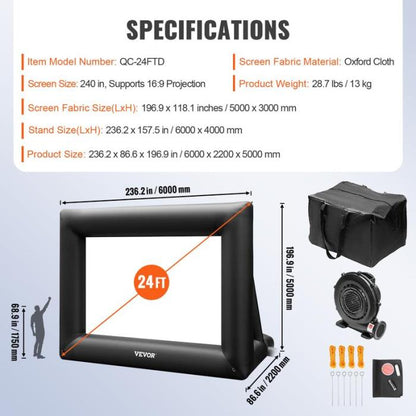 🔥Limited Time 50% OFF🔥Inflatable Movie Screen 24FT Inflatable Projector Screen for Outdoor Movie Supports Front/Rear Projection - stavogue