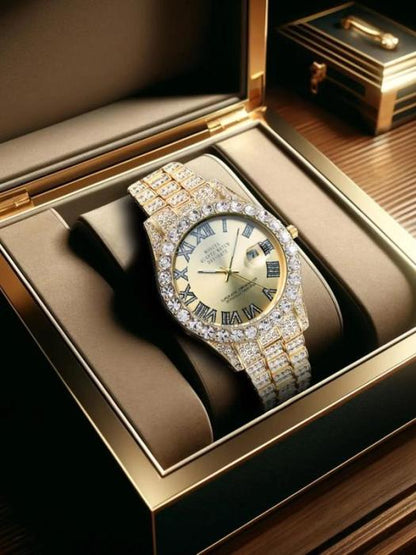 🔥Limited Time 50% OFF🔥Men's Luxury Rhinestone Decorated Round Dial Quartz Watch - stavogue