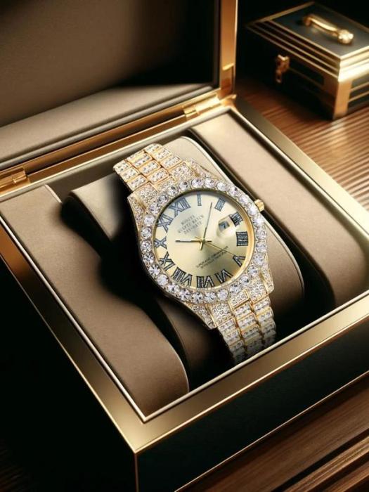 🔥Limited Time 50% OFF🔥Men's Luxury Rhinestone Decorated Round Dial Quartz Watch - stavogue