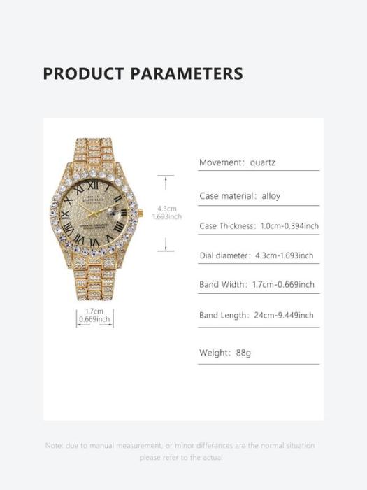 🔥Limited Time 50% OFF🔥Men's Luxury Rhinestone Decorated Round Dial Quartz Watch - stavogue