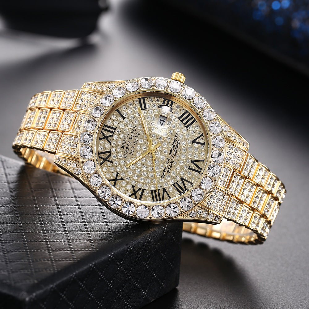 🔥Limited Time 50% OFF🔥Men's Luxury Rhinestone Decorated Round Dial Quartz Watch - stavogue