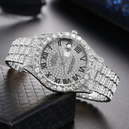 🔥Limited Time 50% OFF🔥Men's Luxury Rhinestone Decorated Round Dial Quartz Watch - stavogue