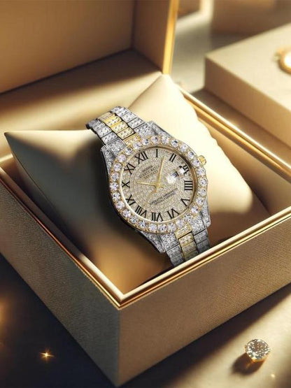 🔥Limited Time 50% OFF🔥Men's Luxury Rhinestone Decorated Round Dial Quartz Watch - stavogue