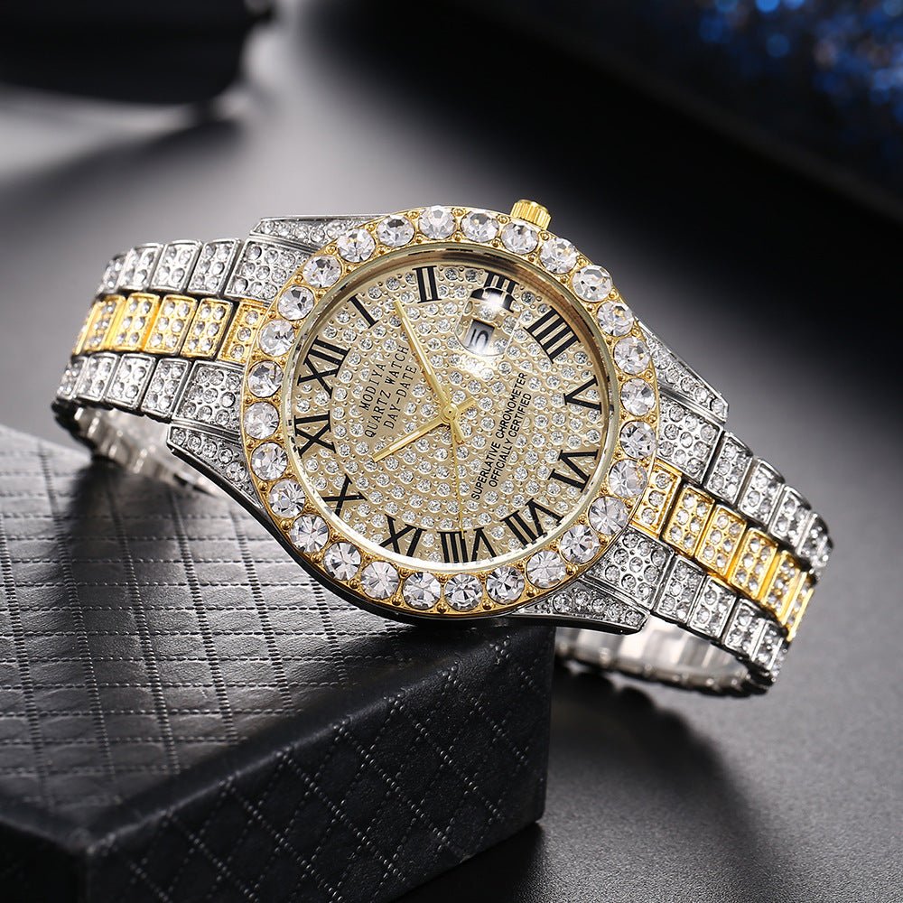 🔥Limited Time 50% OFF🔥Men's Luxury Rhinestone Decorated Round Dial Quartz Watch - stavogue