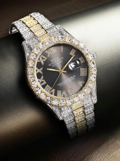 🔥Limited Time 50% OFF🔥Men's Luxury Rhinestone Decorated Round Dial Quartz Watch - stavogue