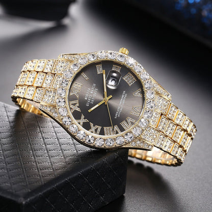 🔥Limited Time 50% OFF🔥Men's Luxury Rhinestone Decorated Round Dial Quartz Watch - stavogue