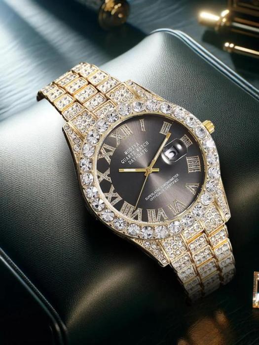 🔥Limited Time 50% OFF🔥Men's Luxury Rhinestone Decorated Round Dial Quartz Watch - stavogue