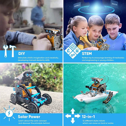🔥Limited Time 50% OFF⚡Sillbird STEM 12 - in - 1 Education Solar Robot Toys for Kids(190 Pieces DIY Building) - stavogue