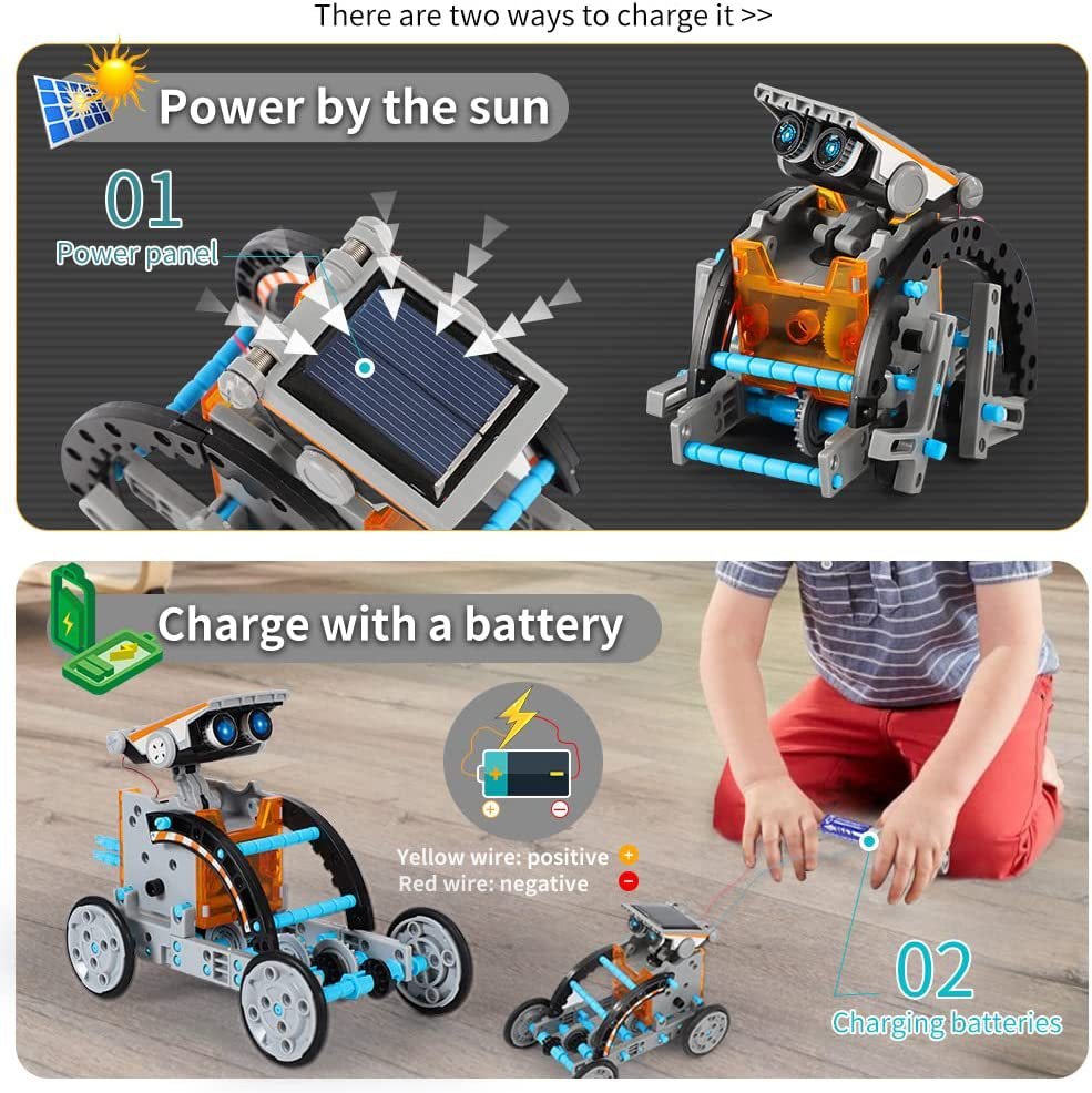 🔥Limited Time 50% OFF⚡Sillbird STEM 12 - in - 1 Education Solar Robot Toys for Kids(190 Pieces DIY Building) - stavogue