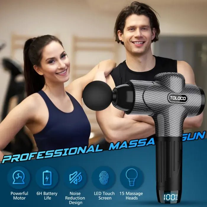 🔥Limited Time 50% OFF⚡TOLOCO Muscle Deep Tissue Massage Gun, Percussion massage gun with 10 replacement heads. - stavogue