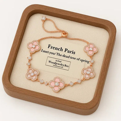 💖Mother's Day sales 49% OFF✨14k Rose Gold Sakura Cleef Lucky Bracelet - stavogue