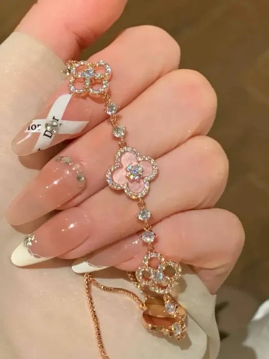 💖Mother's Day sales 49% OFF✨14k Rose Gold Sakura Cleef Lucky Bracelet - stavogue