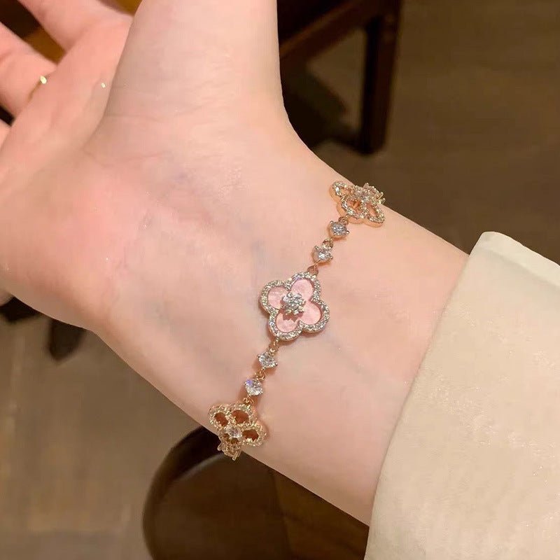 💖Mother's Day sales 49% OFF✨14k Rose Gold Sakura Cleef Lucky Bracelet - stavogue