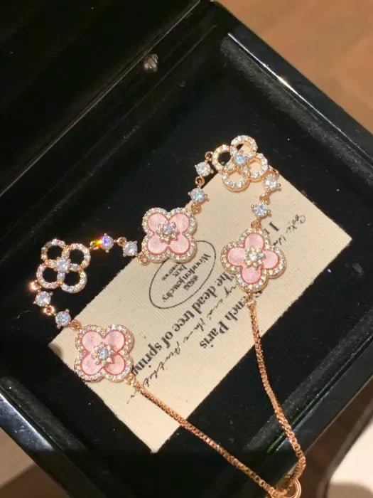 💖Mother's Day sales 49% OFF✨14k Rose Gold Sakura Cleef Lucky Bracelet - stavogue