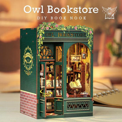 【OWL BOOKSTORE】DIY bookcase with LED lights，Creative DIY toys. Best Gift For Kids - stavogue