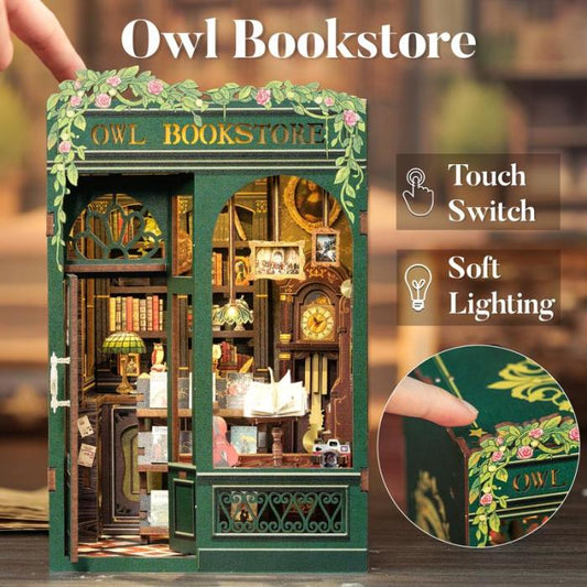 【OWL BOOKSTORE】DIY bookcase with LED lights，Creative DIY toys. Best Gift For Kids - stavogue