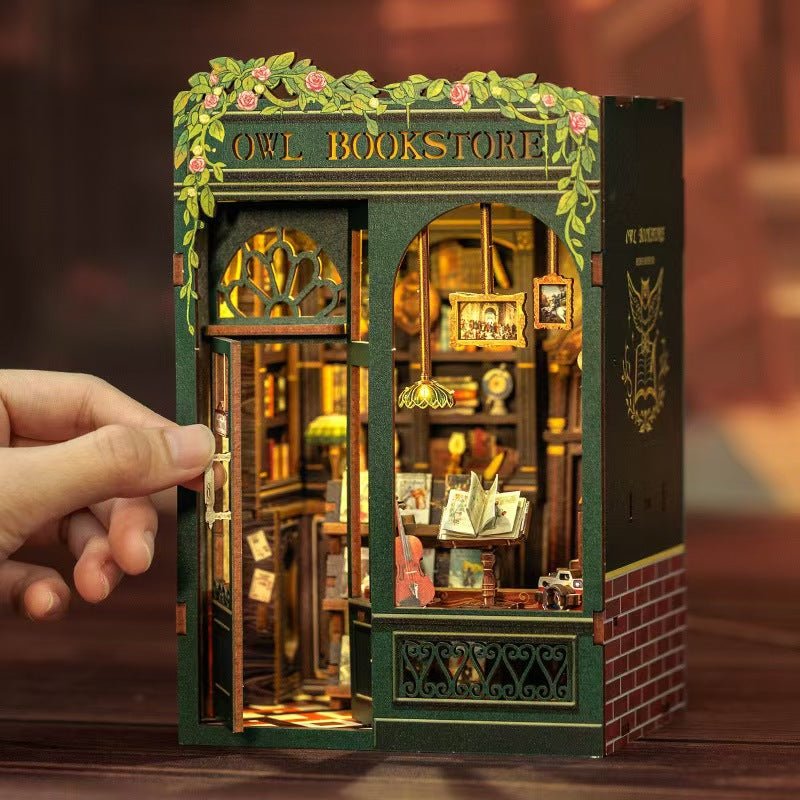 【OWL BOOKSTORE】DIY bookcase with LED lights，Creative DIY toys. Best Gift For Kids - stavogue