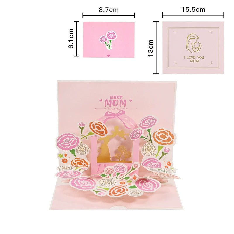 Paper Love Mother's Day Card, Happy Mothers Day Pop Up Card 3D Design - stavogue