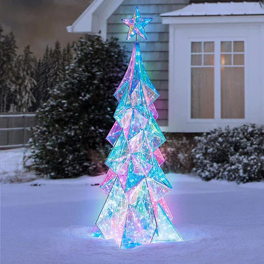 🎁Prismatic Iridescent Christmas Tree🌲Desktop Christmas Tree with LED Lights