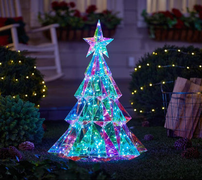 🎁Prismatic Iridescent Christmas Tree🌲Desktop Christmas Tree with LED Lights - stavogue