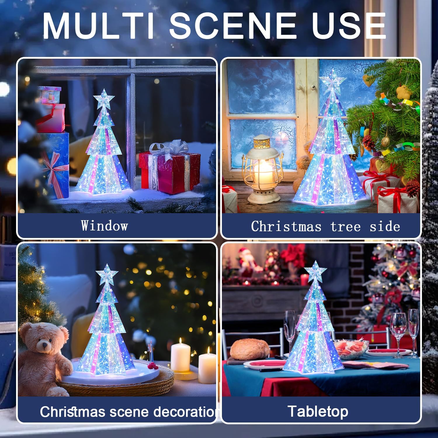 🎁Prismatic Iridescent Christmas Tree🌲Desktop Christmas Tree with LED Lights - stavogue