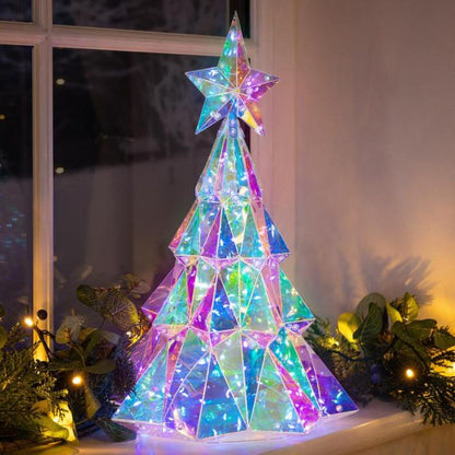 🎁Prismatic Iridescent Christmas Tree🌲Desktop Christmas Tree with LED Lights - stavogue