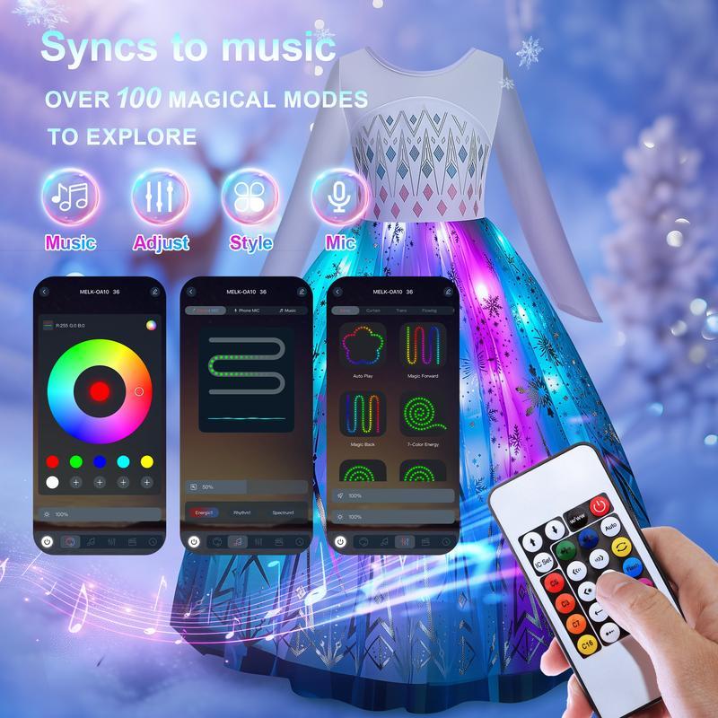 👗Special Gift - 40% OFF🎁White Light - Up Ice Princess Dress for Girls – 100+ LED Modes, Music Sync✨ - stavogue