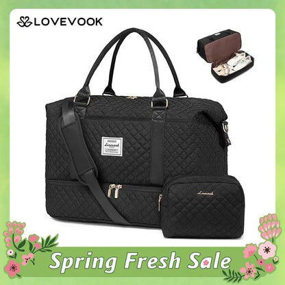 🌸Spring Fresh Sale - 40% OFF✨LOVEVOOK Weekender Bag Travel Duffel Bag with Shoe Compartment and Toiletry Bag - stavogue