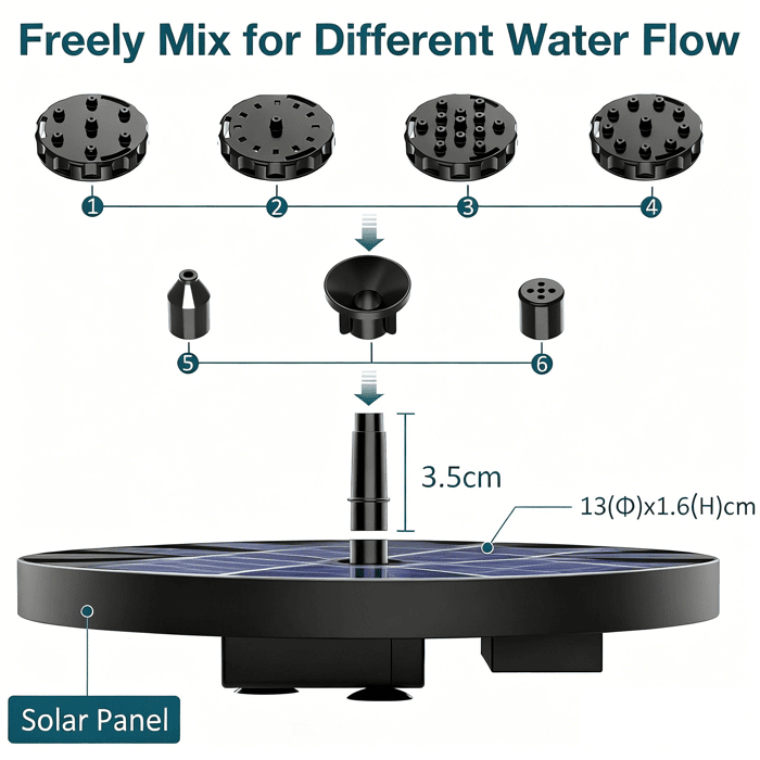 🔥Summer Flash Sale 50% Off🌊Solar Bath Fountain with 6 Nozzle💦 - stavogue