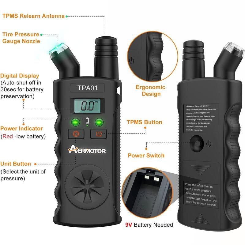 TPMS 2 - in - 1 Relearn Tool & Digital Tire Pressure Gauge - stavogue