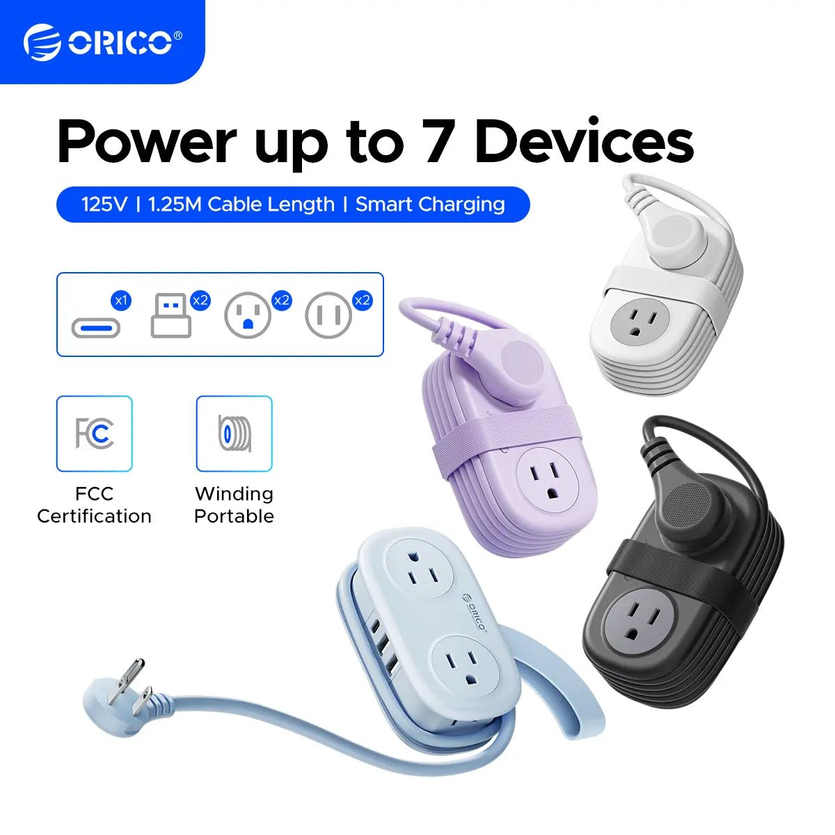Travel Power Strip, 4 Outlets 2 USB Ports (1 USB C) with 4FT Wrapped Short Extension Cord Small Power Strip - stavogue