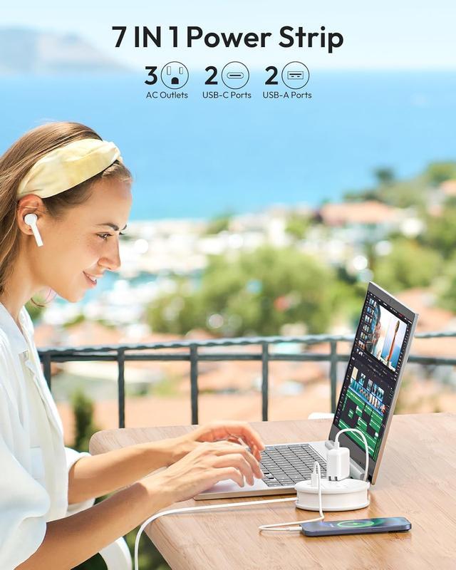 Travel Power Strip Cruise Approved, 7 - in - 1 with 3 AC Outlets & 4 USB(2 USB - C) - stavogue
