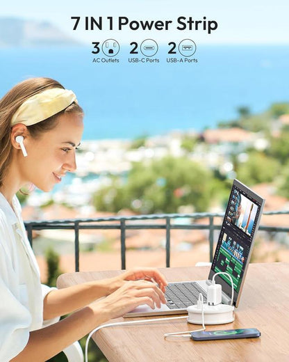 Travel Power Strip Cruise Approved, 7 - in - 1 with 3 AC Outlets & 4 USB(2 USB - C) - stavogue