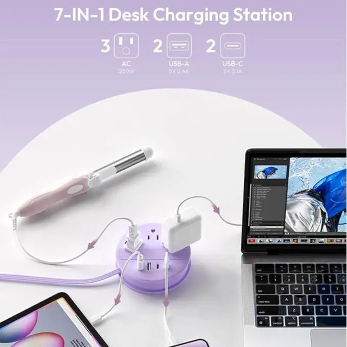 Travel Power Strip Cruise Approved, 7 - in - 1 with 3 AC Outlets & 4 USB(2 USB - C) - stavogue