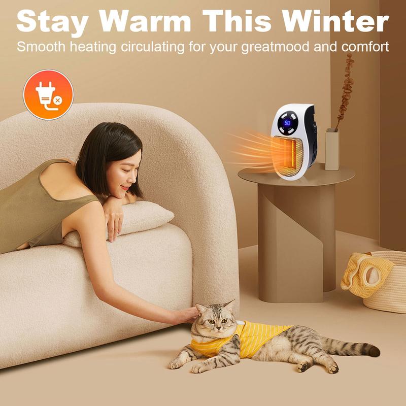 Wall Outlet Space Heater, 450W Plug in Electric Heater with Adjustable Thermostat, Portable Plug in Small Space Heater for Indoor - stavogue