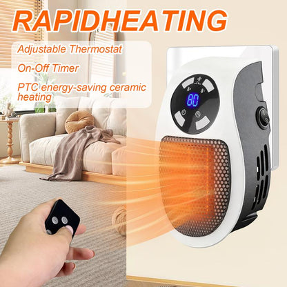 Wall Outlet Space Heater, 450W Plug in Electric Heater with Adjustable Thermostat, Portable Plug in Small Space Heater for Indoor - stavogue