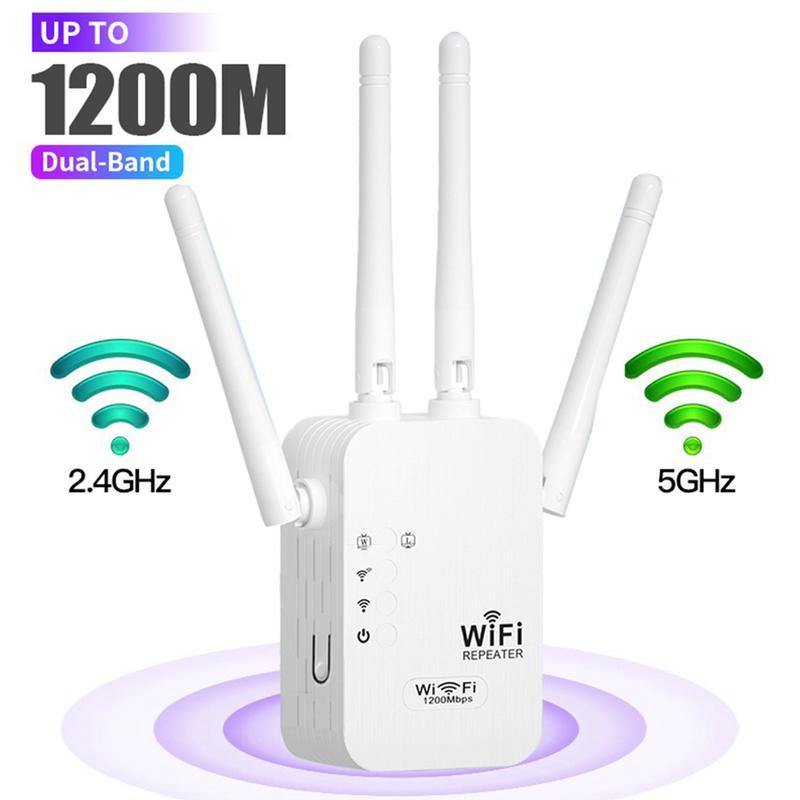 WiFi Extender 2025, 1200Mbps Dual Band (5GHz/2.4GHz) Signal Booster, Covers 10,000 sq. ft & 50 Devices - stavogue