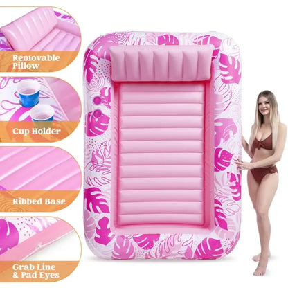 🔥Limited Time 50% Off🌊Inflatable Tanning Pool Lounge with Pillow & Cup Holder
