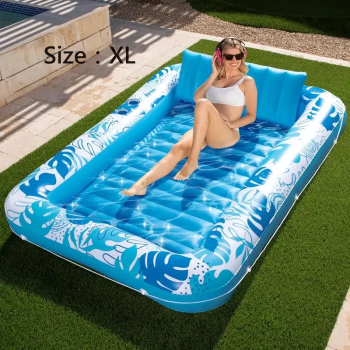 🔥Limited Time 50% Off🌊Inflatable Tanning Pool Lounge with Pillow & Cup Holder